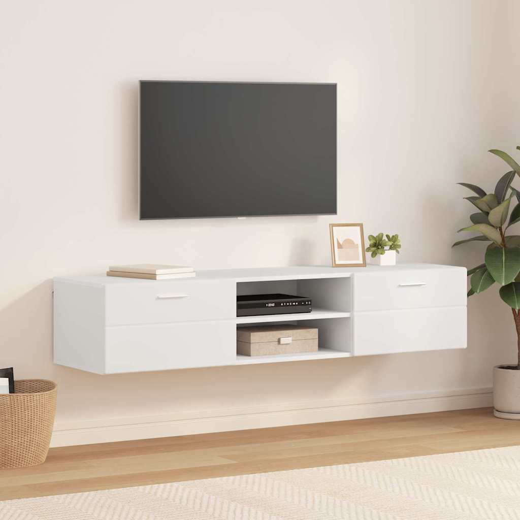 vidaXL Ντουλάπι TV με ράφι Λευκό 150 x 39 x 30 εκ Επεξεργασμένο ξύλο
