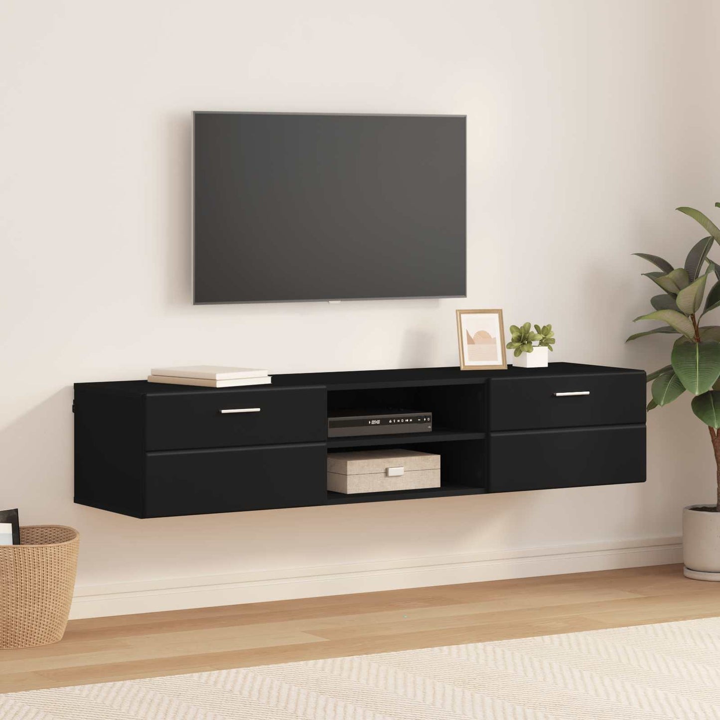 vidaXL Ξύλινο Ντουλάπι Μαύρο 150 x 39 x 30 εκ Επεξεργασμένο ξύλο