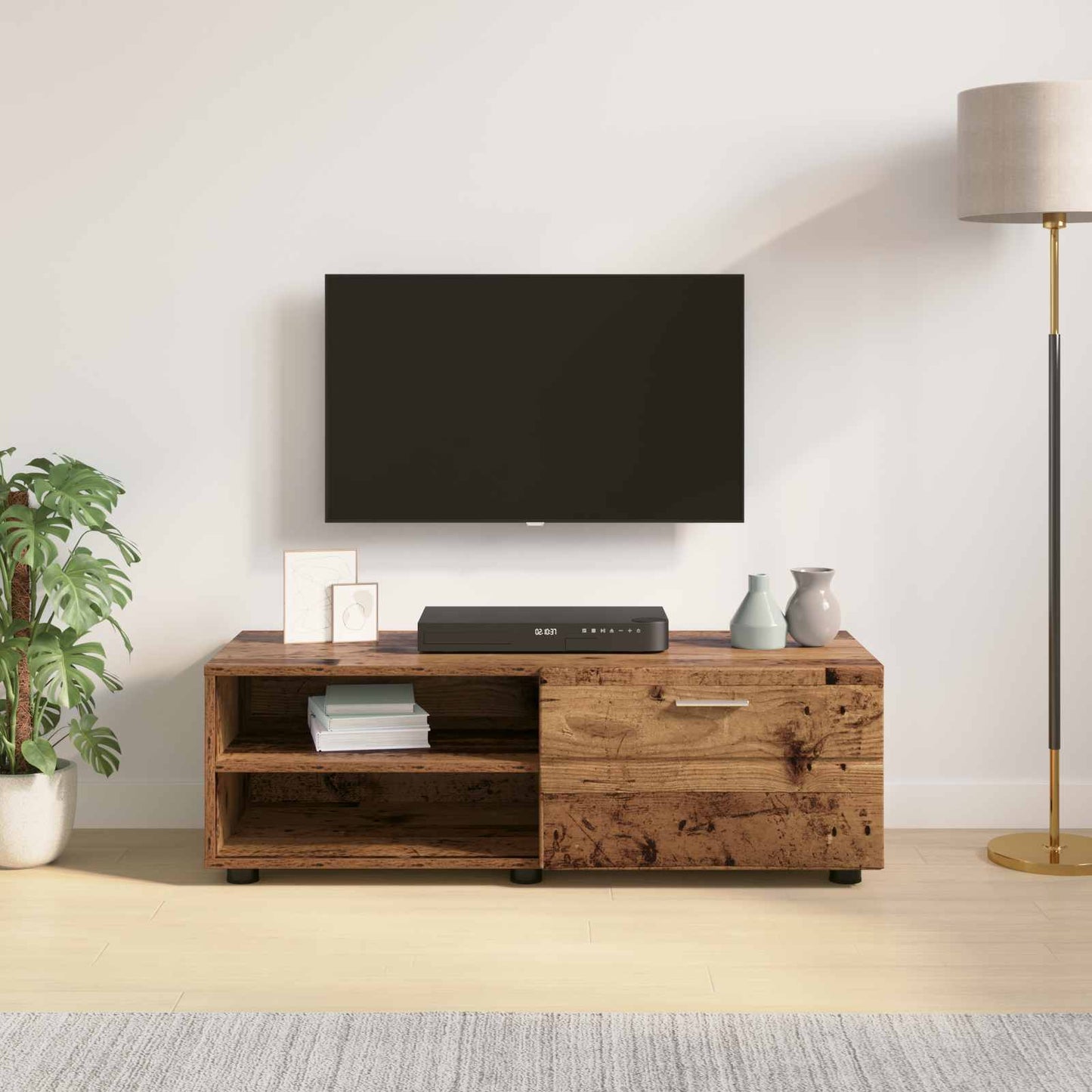 vidaXL Ξύλινο Ντουλάπι με συρτάρι Παλιό ξύλο 100,5 x 39 x 30 εκ