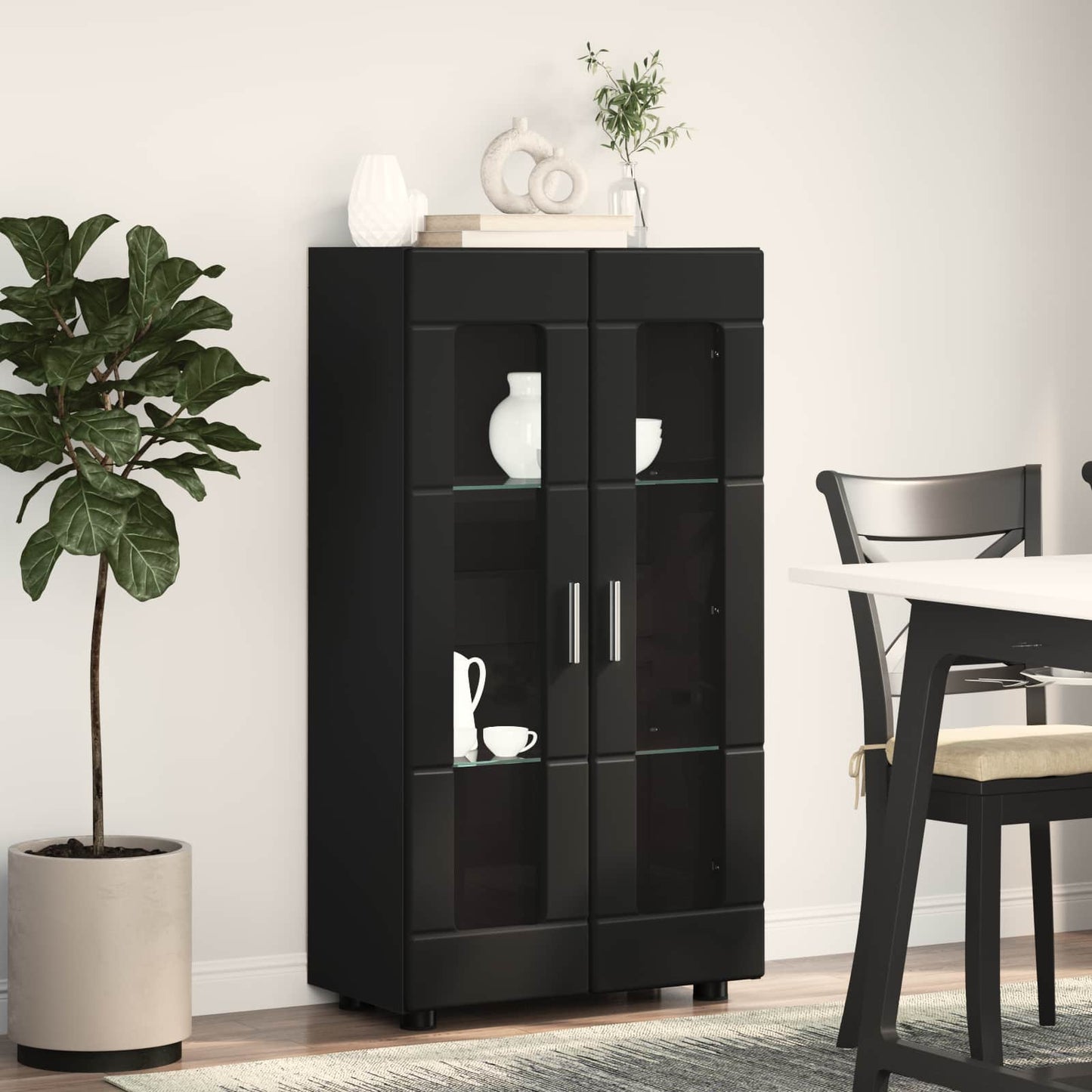 vidaXL Πλαϊνό γραφείο Μαύρο 55,5 x 29 x 100 εκ Επεξεργασμένο ξύλο
