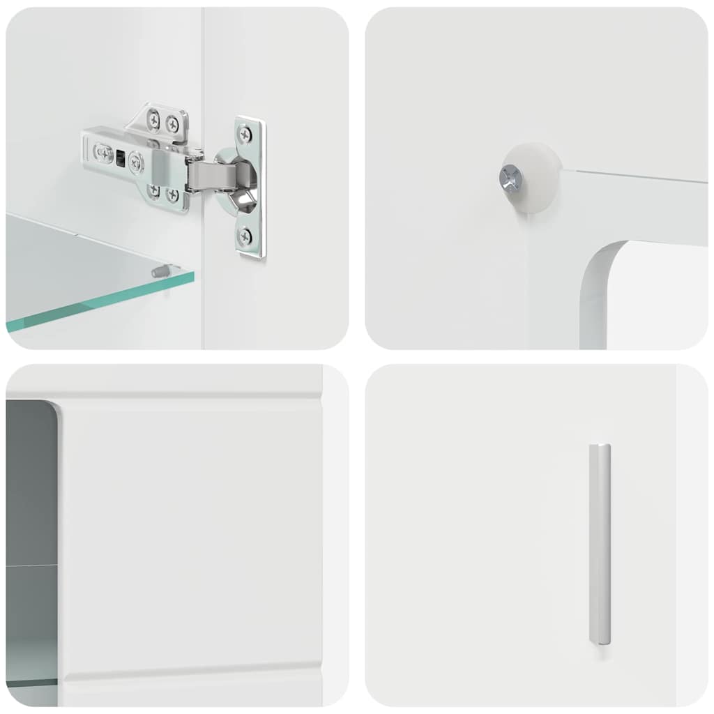 vidaXL Πλαϊνό γραφείο με ράφι Υψηλής γυαλάδας λευκό 55,5 x 29 x 100 εκ