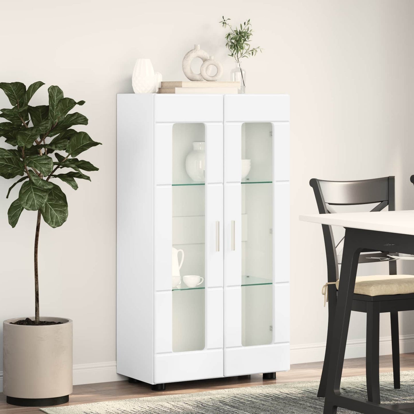 vidaXL Πλαϊνό γραφείο FLORIN Υψηλής γυαλάδας λευκό 55,5 x 29 x 100 εκ
