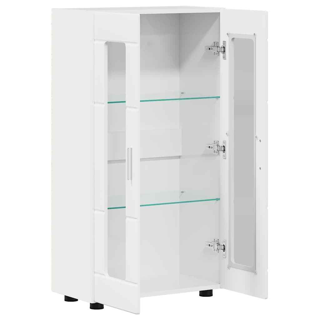 vidaXL Πλαϊνό γραφείο με ράφι Υψηλής γυαλάδας λευκό 55,5 x 29 x 100 εκ