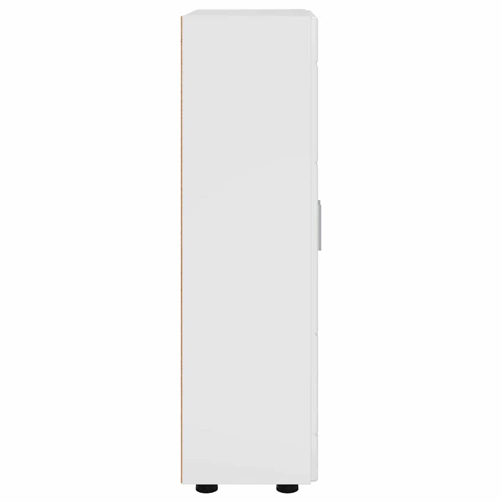 vidaXL Πλαϊνό γραφείο με ράφι Υψηλής γυαλάδας λευκό 55,5 x 29 x 100 εκ