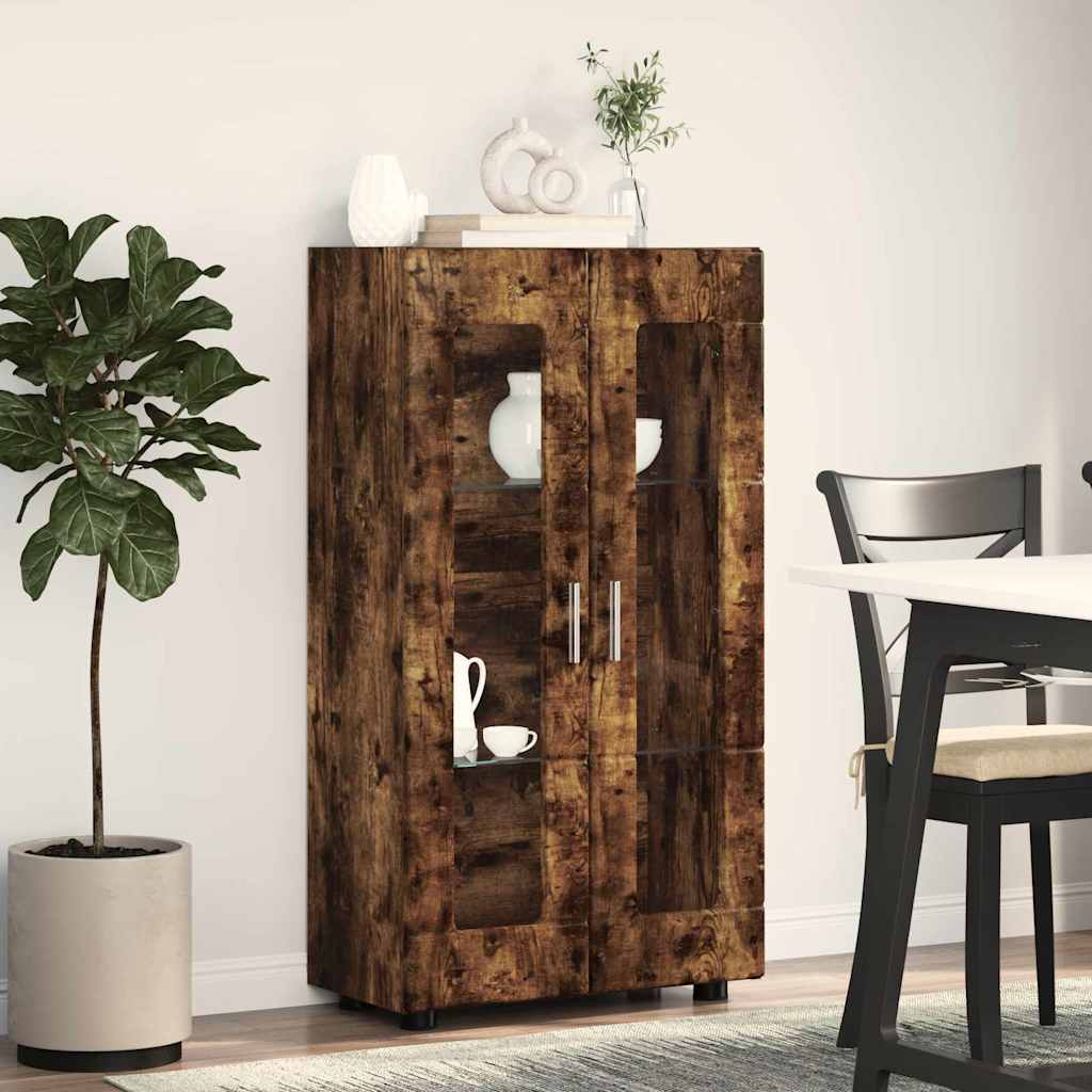 vidaXL Πλαϊνό γραφείο με ράφι Καπνιστό Δρύς 55,5 x 29 x 100 εκ