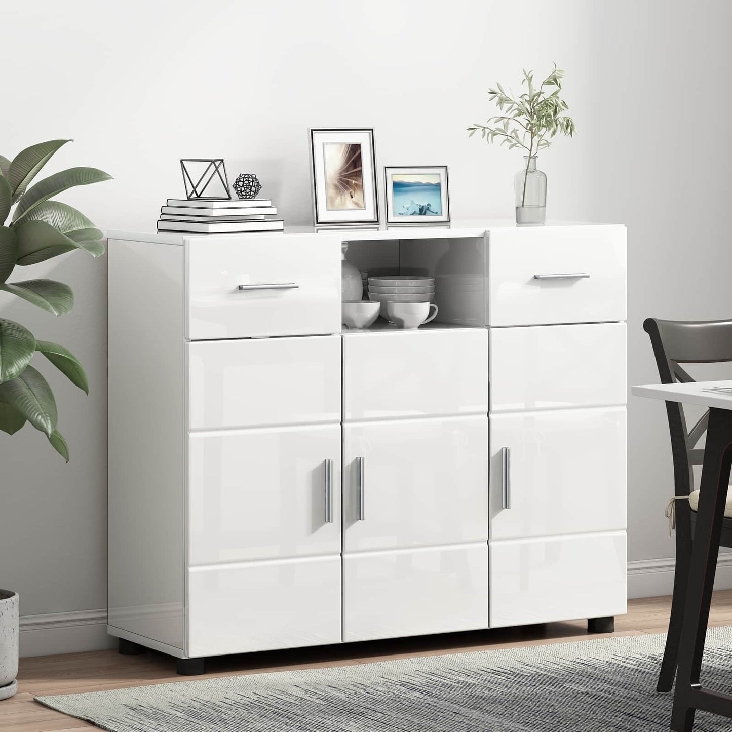 vidaXL Ξύλινο Ντουλάπι Υψηλής γυαλάδας λευκό 88,5 x 30,5 x 73 εκ