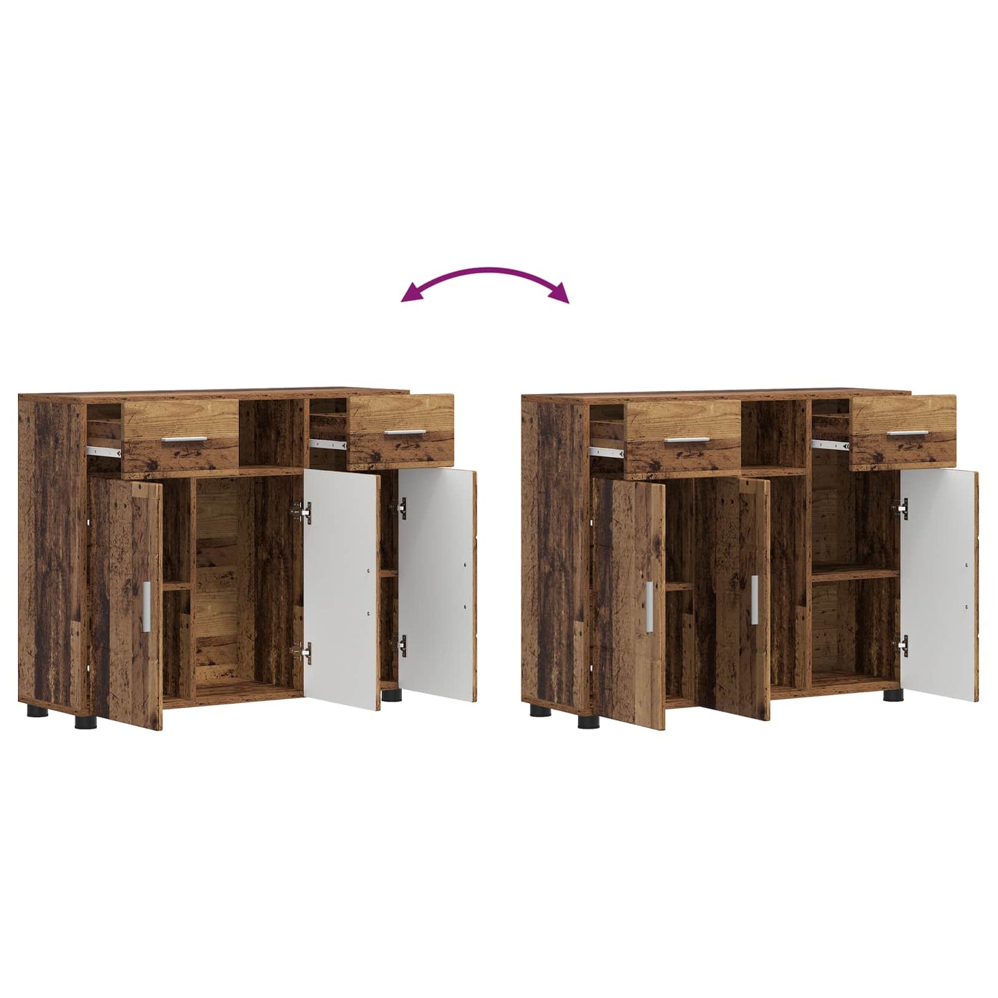 vidaXL Ξύλινο Ντουλάπι με συρτάρι Παλιό ξύλο 88,5 x 30,5 x 73 εκ