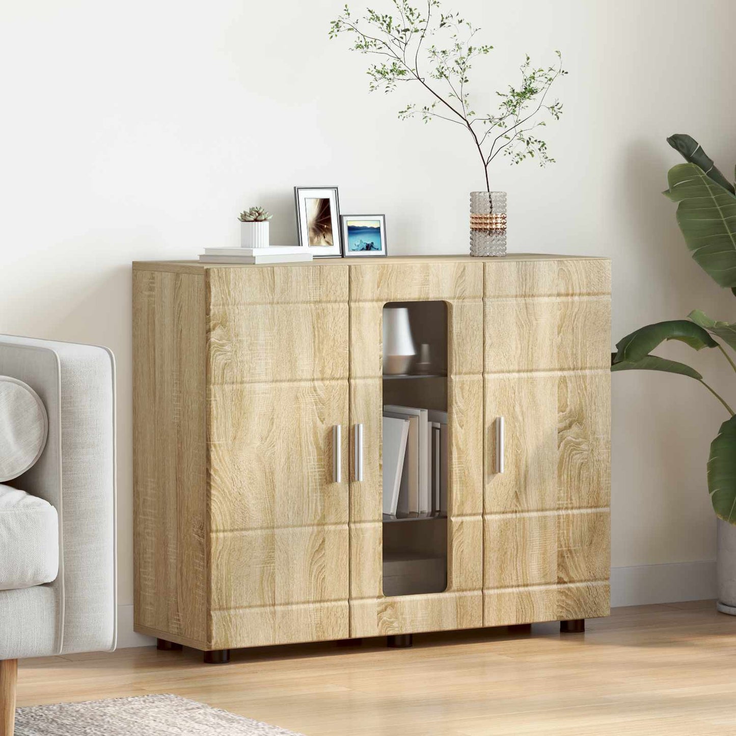 vidaXL Ξύλινο Ντουλάπι με αποθήκευση Δρύς Sonoma 88,5 x 30,5 x 73 εκ