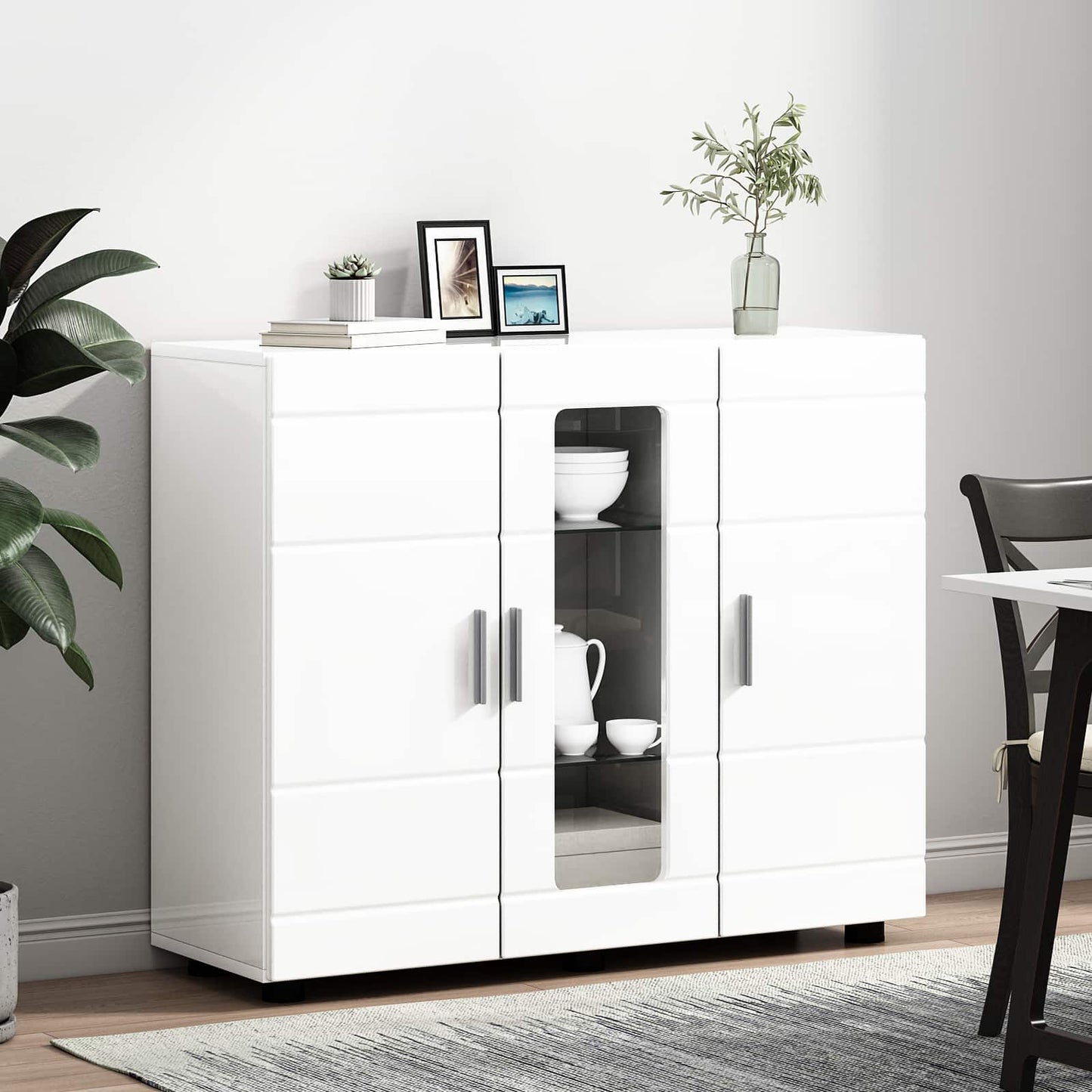 vidaXL Ξύλινο Ντουλάπι Υψηλής γυαλάδας λευκό 88,5 x 30,5 x 73 εκ