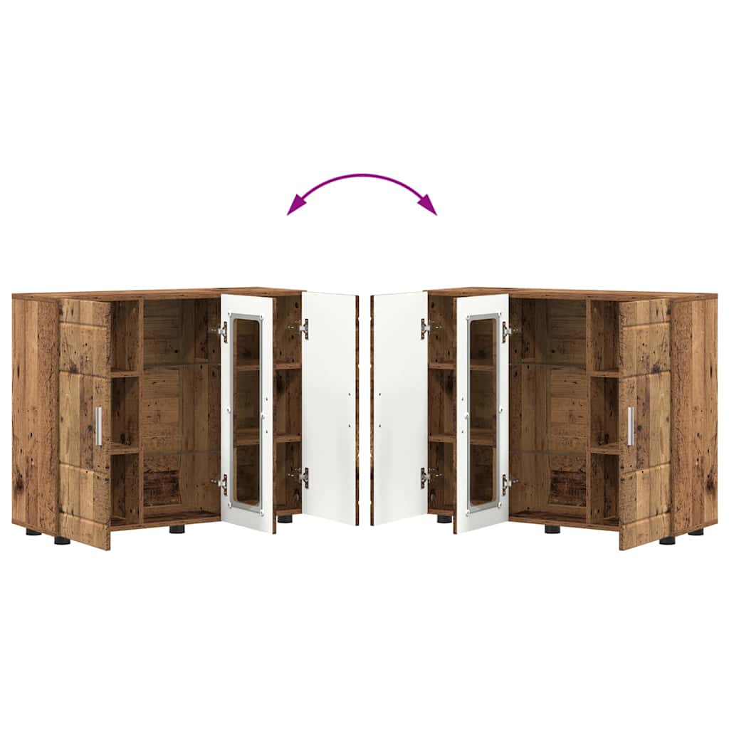 vidaXL Πλαϊνό γραφείο με ράφι με πόρτα Παλαιό ξύλο 55.5 x 29 x 100 εκ