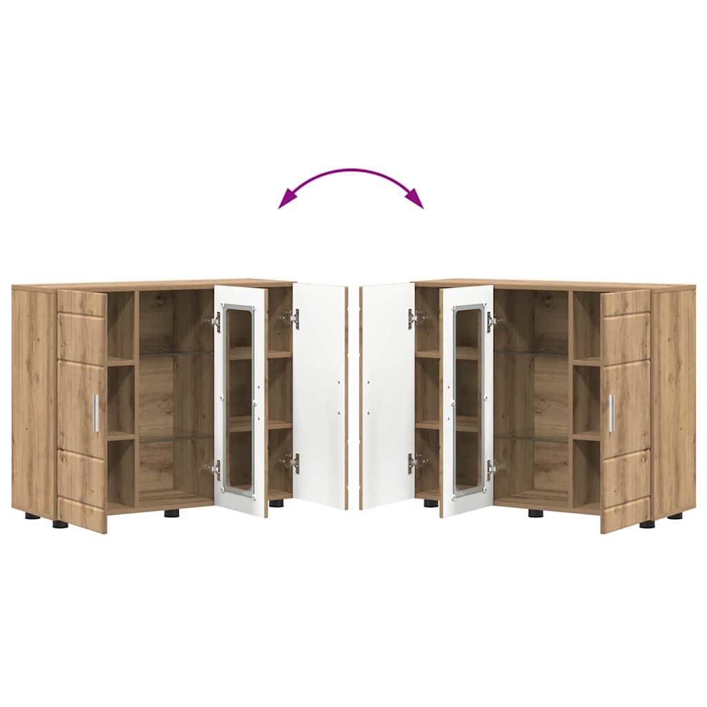 vidaXL Πλαϊνό γραφείο με ράφι με πόρτα artisan δρυς 55.5 x 29 x 100 εκ