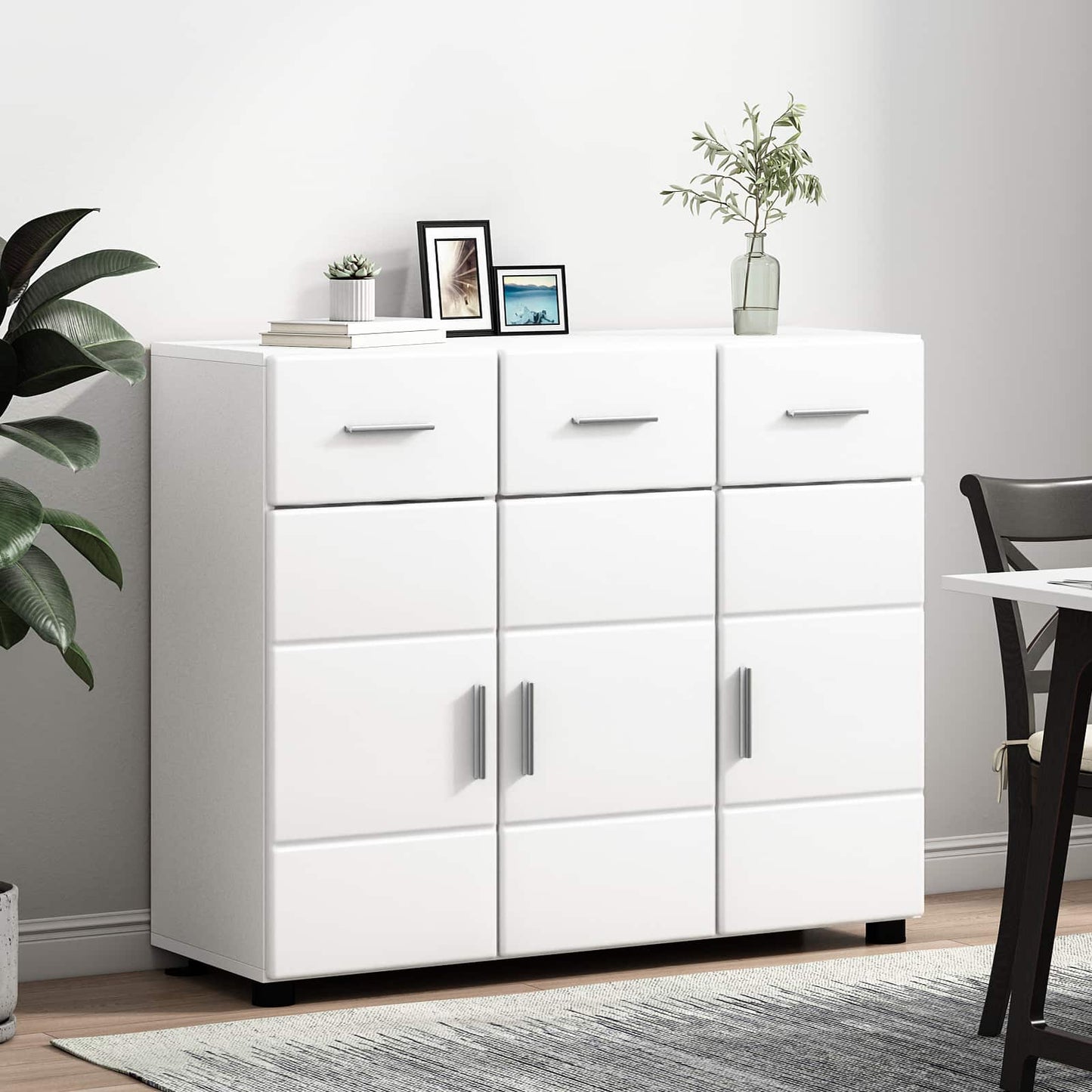 vidaXL Πλαϊνό γραφείο με ράφι FLORIN Λευκό 88,5 x 30,5 x 73 εκ