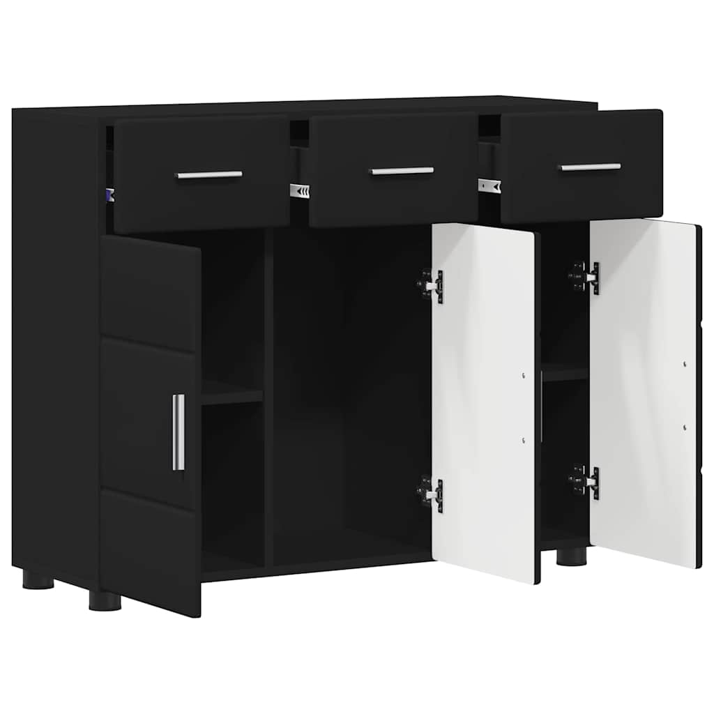 vidaXL Πλαϊνό γραφείο με ράφι FLORIN Μαύρο 88,5 x 30,5 x 73 εκ