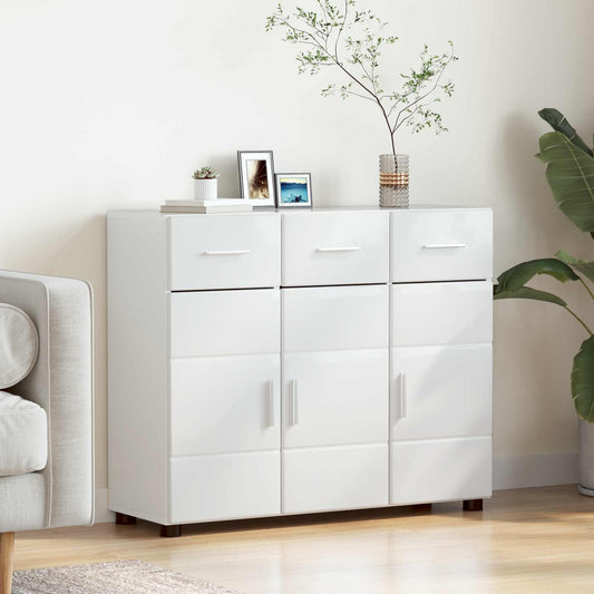 vidaXL Πλαϊνό γραφείο FLORIN 88,5 x 30,5 x 73 εκ Υψηλής γυαλάδας λευκό