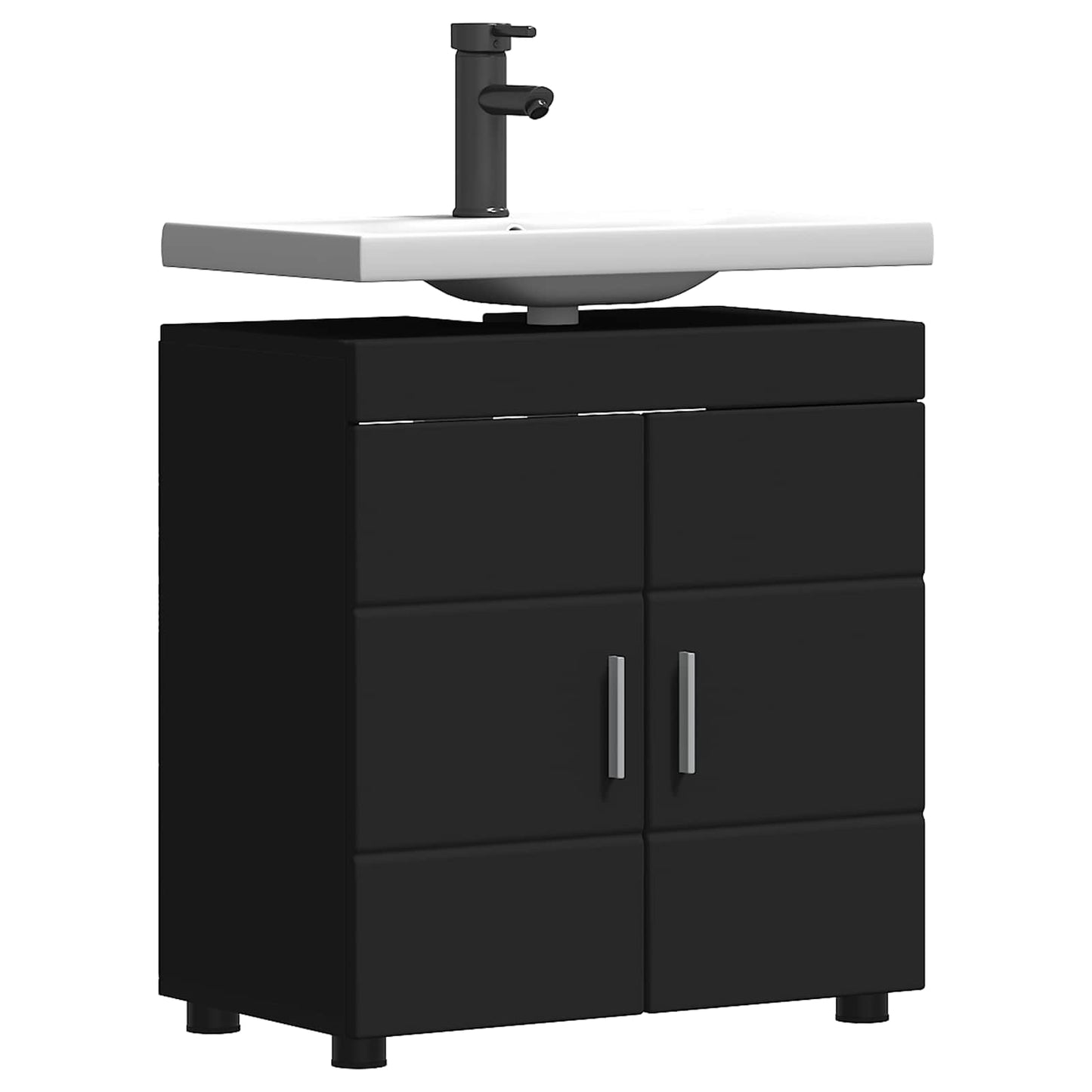 vidaXL Σετ Ντουλαπιών Μπάνιου TULUM Μαύρο 60 x 34 x 63 εκ