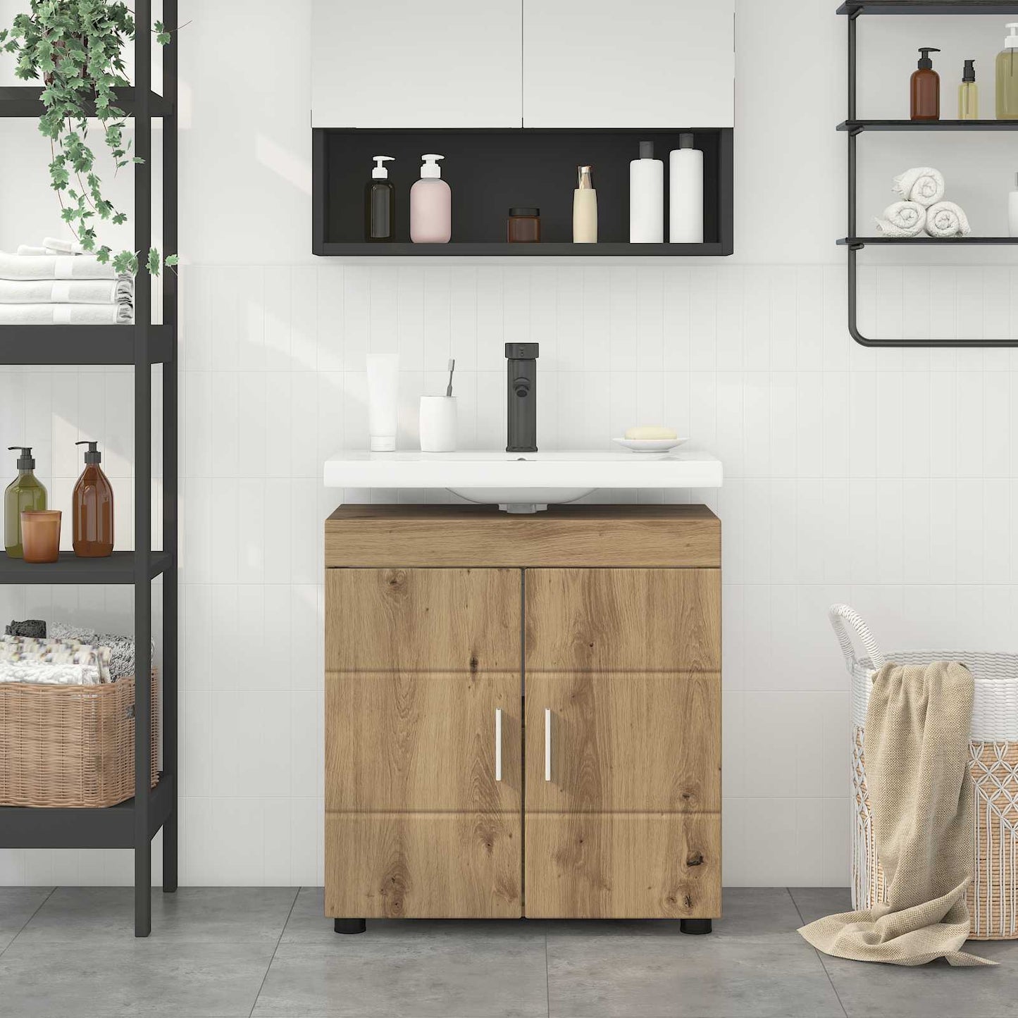 vidaXL Σετ Ντουλαπιών Μπάνιου TULUM Artisan Oak 60 x 34 x 63 εκ