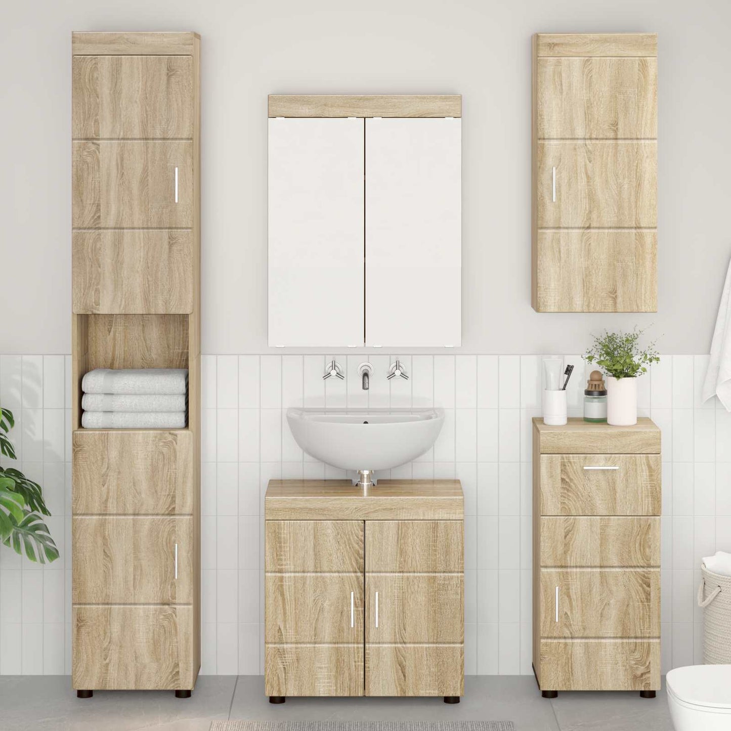 vidaXL Ντουλάπα τοίχου μπάνιου TULUM Δρύς Sonoma 37 x 24,5 x 86 εκ
