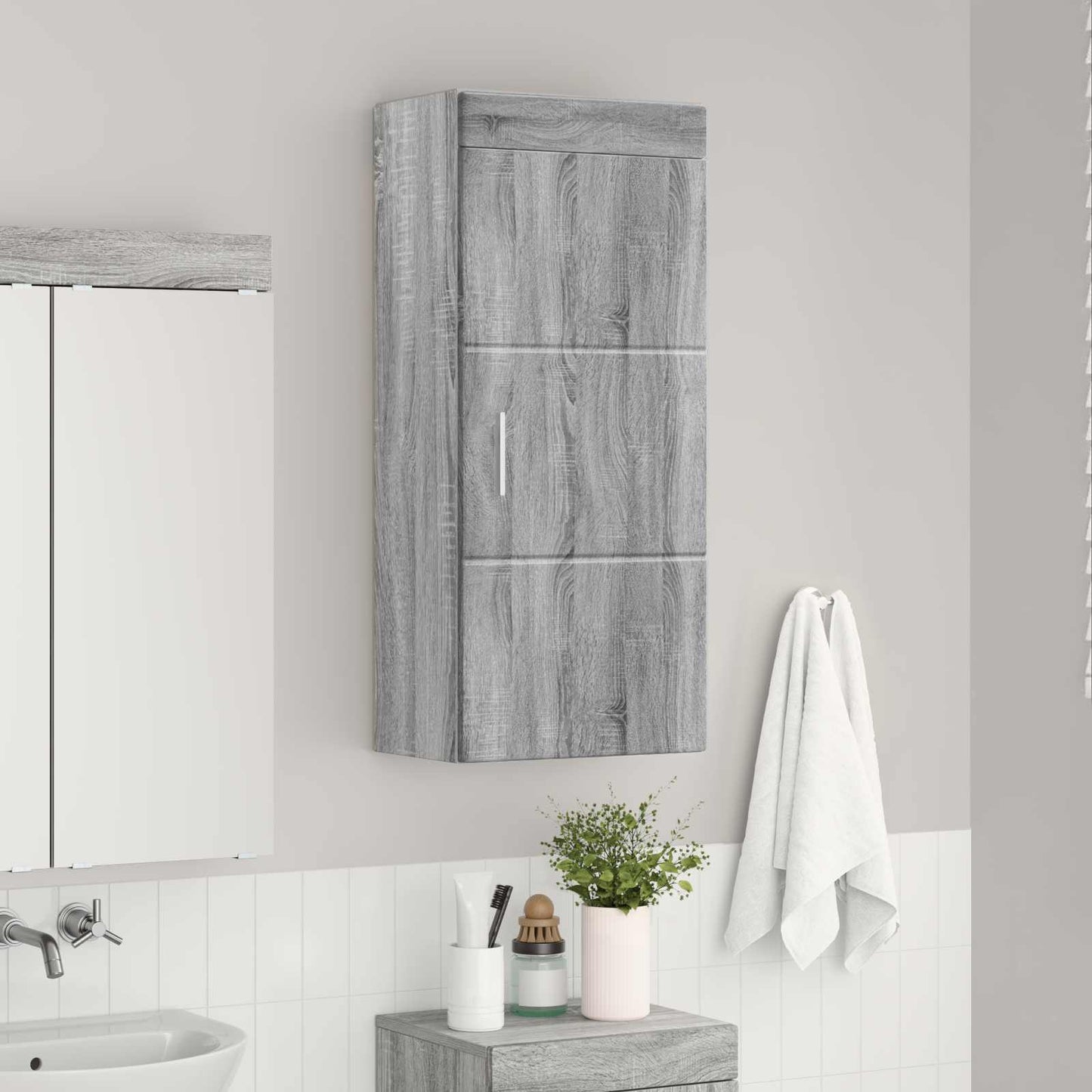 vidaXL Ντουλάπα τοίχου μπάνιου TULUM Γκρίζο Σονομα 37 x 24,5 x 86 εκ