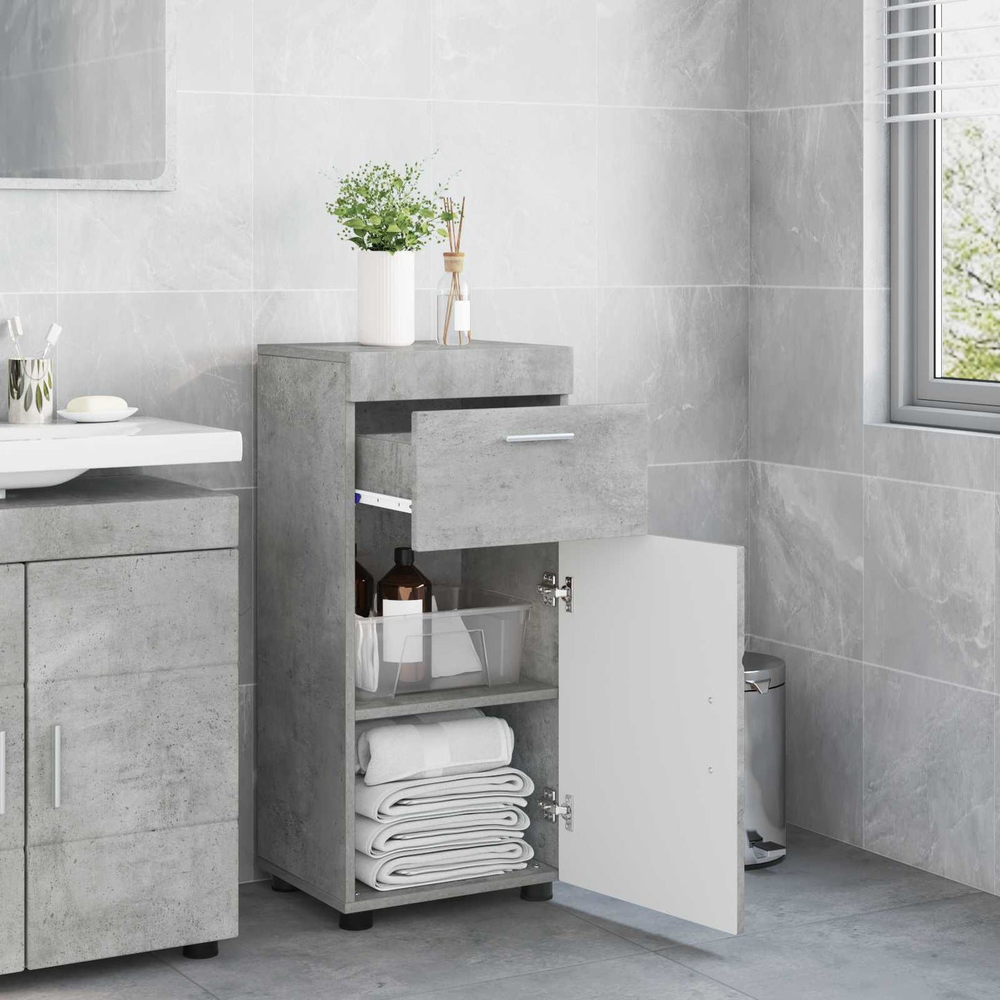 vidaXL Σετ Ντουλαπιών Μπάνιου TULUM Σκυρόδεμα Γκρι 37 x 31,5 x 82 εκ