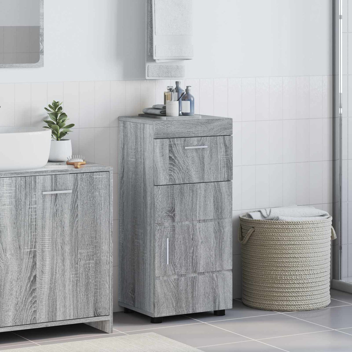vidaXL Σετ Ντουλαπιών Μπάνιου TULUM Γκρίζο Σονομα 37 x 31,5 x 82 εκ
