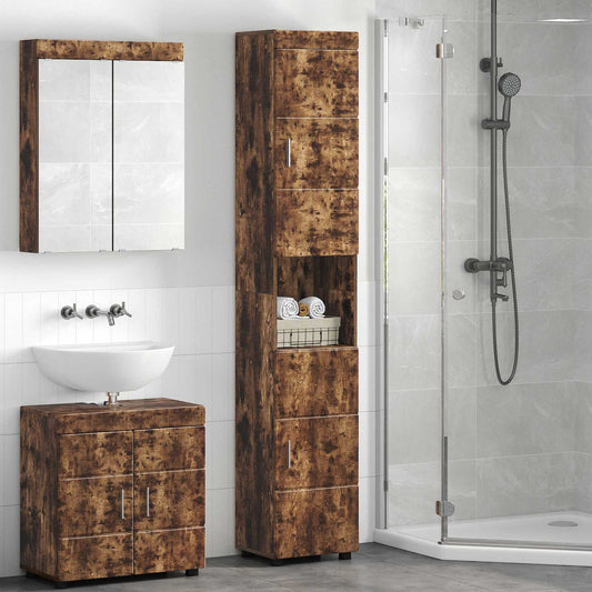 vidaXL Σετ Ντουλαπιών Μπάνιου TULUM Καπνιστό Δρύς 37 x 31,5 x 203 εκ