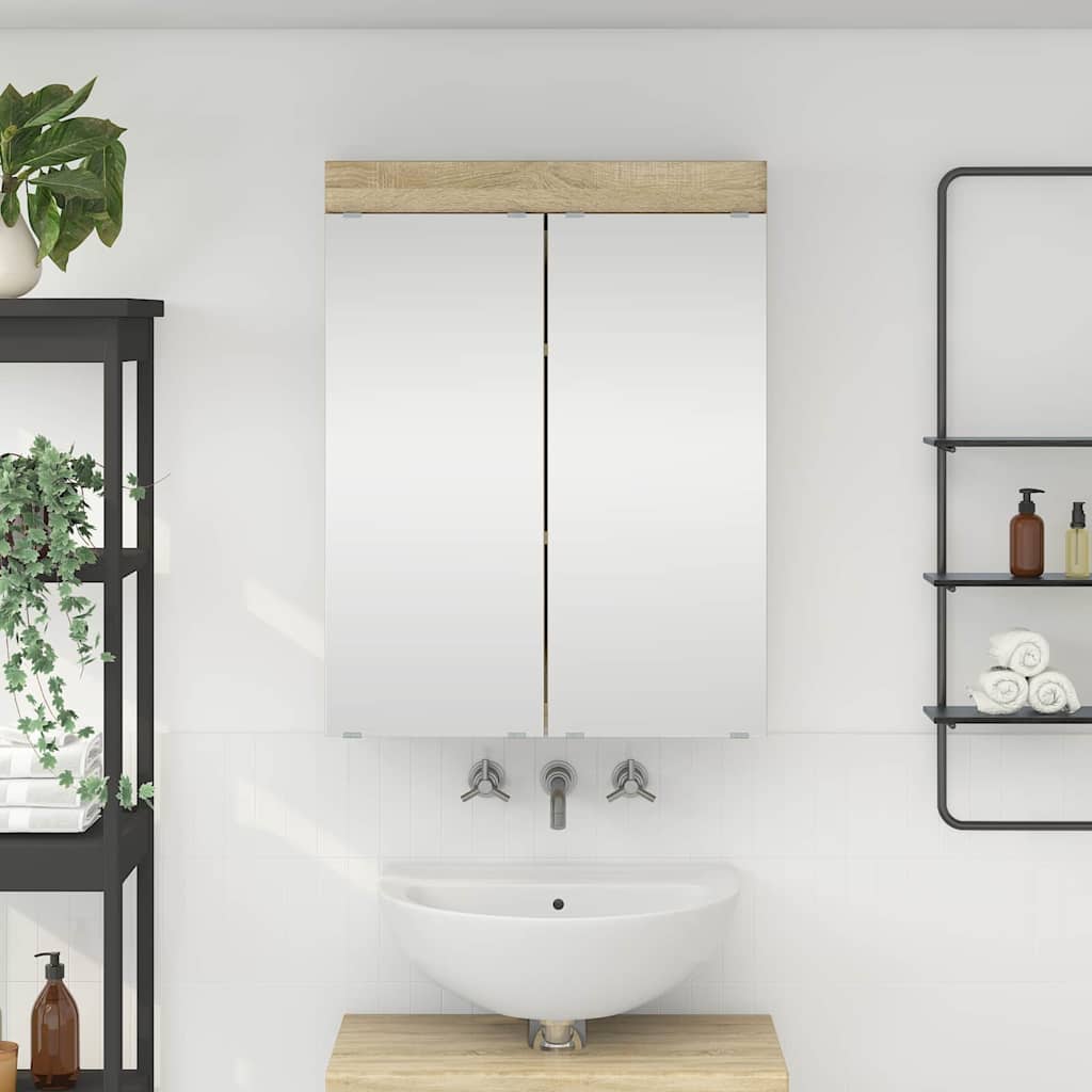 vidaXL Καθρέφτης Ντουλάπα Μπάνιου TULUM Δρύς Sonoma 60 x 16,5 x 78 εκ