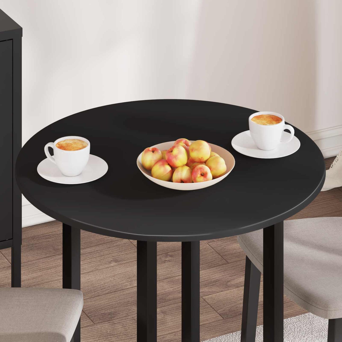 vidaXL Καπάκι τραπεζιού Ø 70 x 1,5 cm Γύρος Επεξεργασμένο Ξύλο Μαύρο