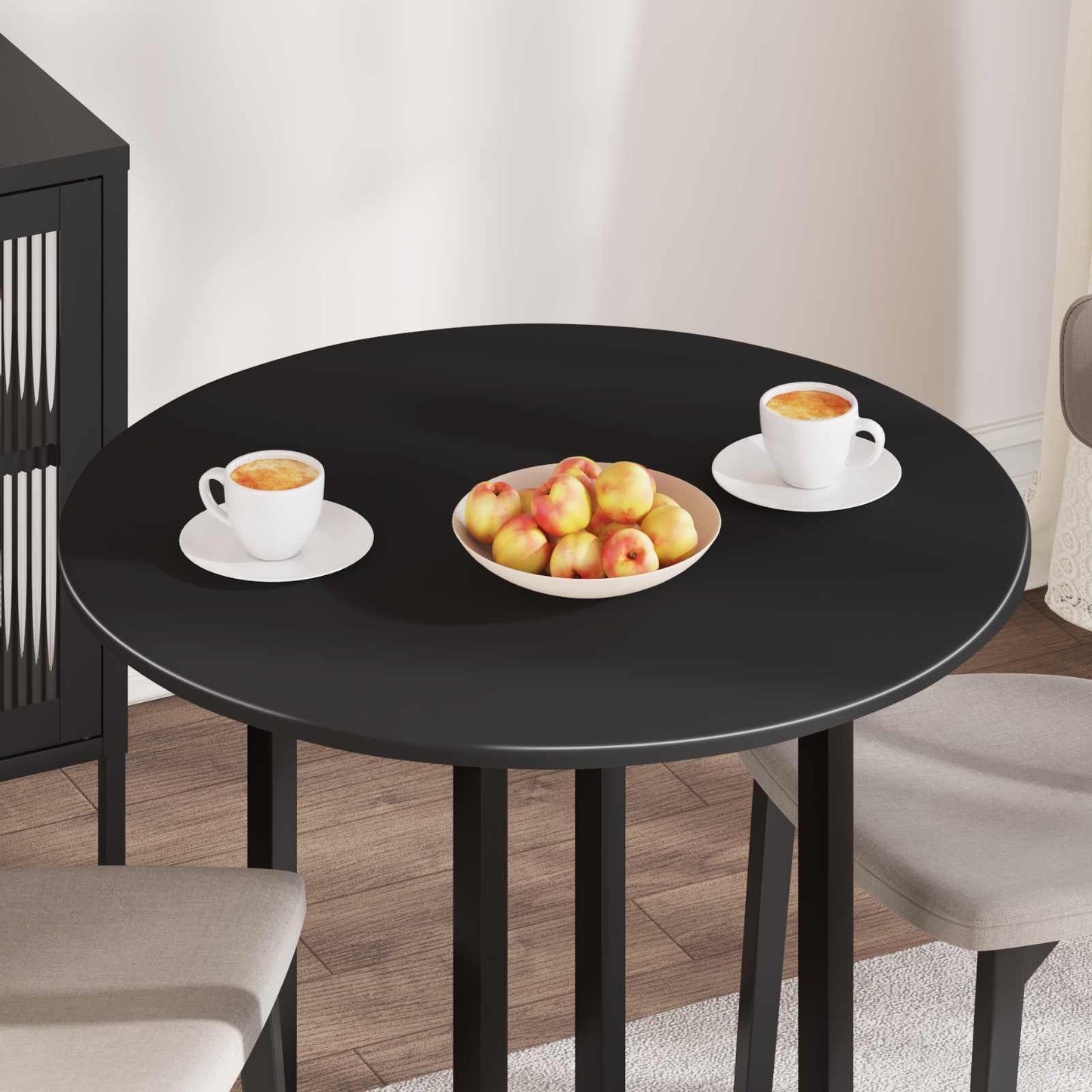 vidaXL Καπάκι τραπεζιού Ø 80 x 1,5 cm Γύρος Επεξεργασμένο Ξύλο Μαύρο