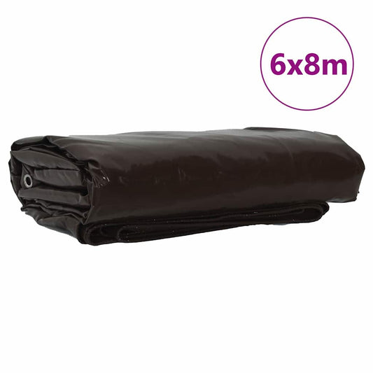 vidaXL Τέντα 650g / m² Καφέ 6 x 8 m Καμβάς με επικάλυψη PVC