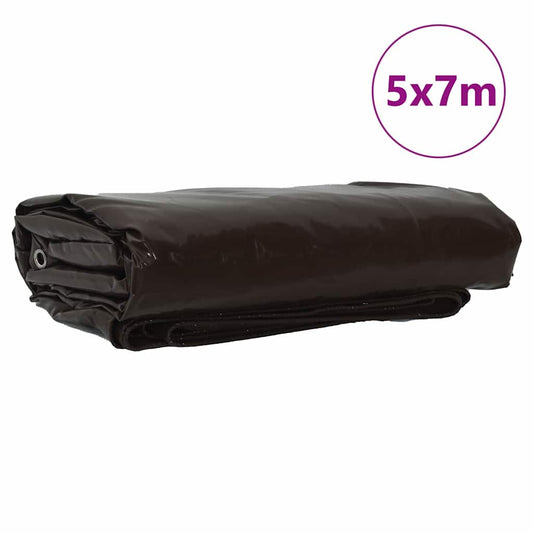 vidaXL Τέντα 650g / m² Καφέ 5 x 7 m Καμβάς με επικάλυψη PVC