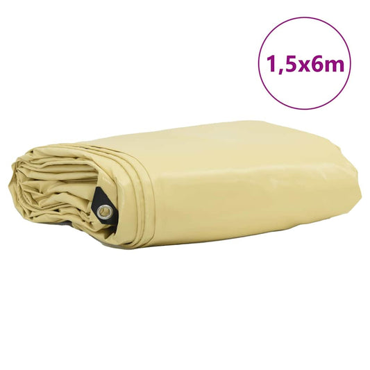 vidaXL Τέντα 650g / m² Μπεζ 1,5 x 6 m Καμβάς με επικάλυψη PVC