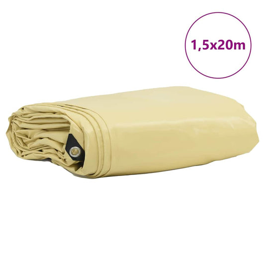 vidaXL Τέντα 650g / m² Μπεζ 1,5 x 20 m Καμβάς με επικάλυψη PVC