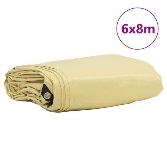 vidaXL Τέντα 650g / m² Μπεζ 6 x 8 m Καμβάς με επικάλυψη PVC