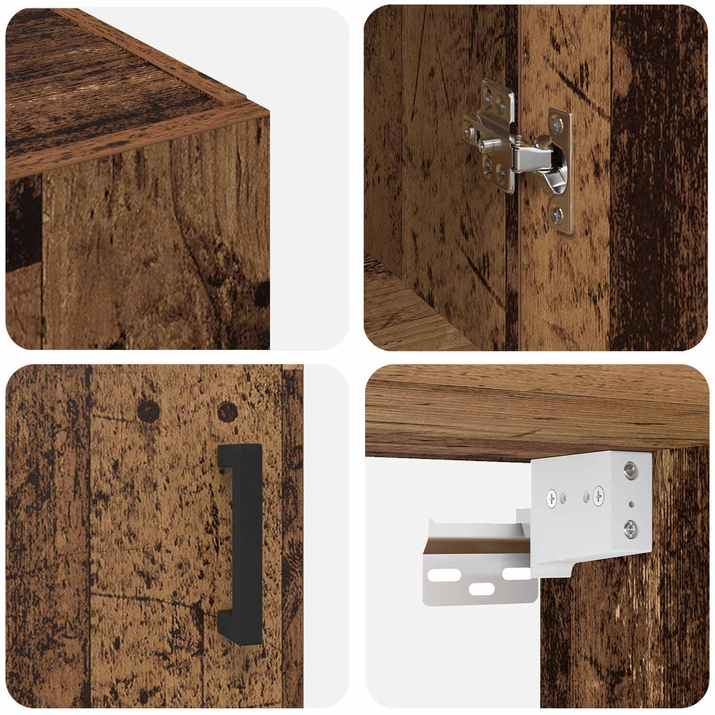 vidaXL Τοίχου Ντουλάπα Επιτοίχιο 2 pcs Παλιό ξύλο 69,5 x 34 x 90 εκ.