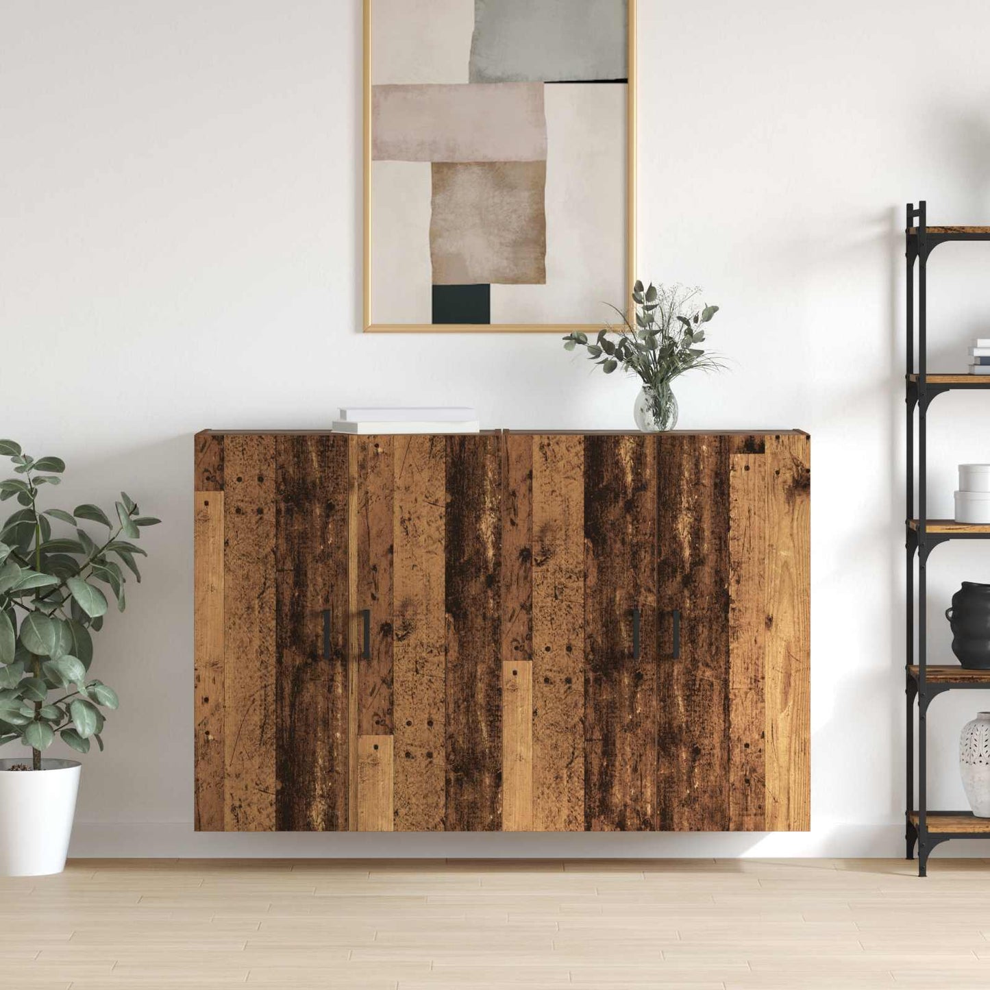vidaXL Τοίχου Ντουλάπα Επιτοίχιο 2 pcs Παλιό ξύλο 69,5 x 34 x 90 εκ.