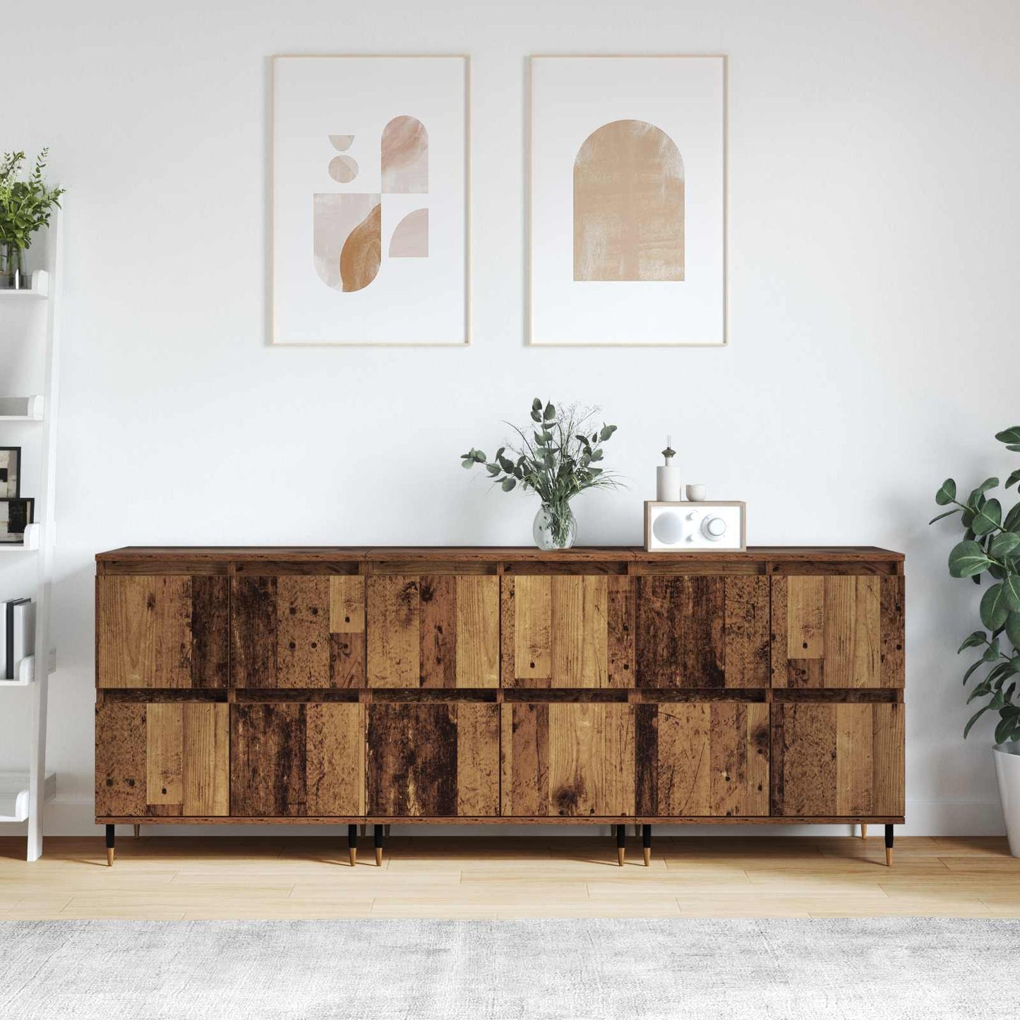 vidaXL Ντουλάπι αποθήκευσης 3 pcs Παλιό ξύλο 60 x 35 x 70 cm