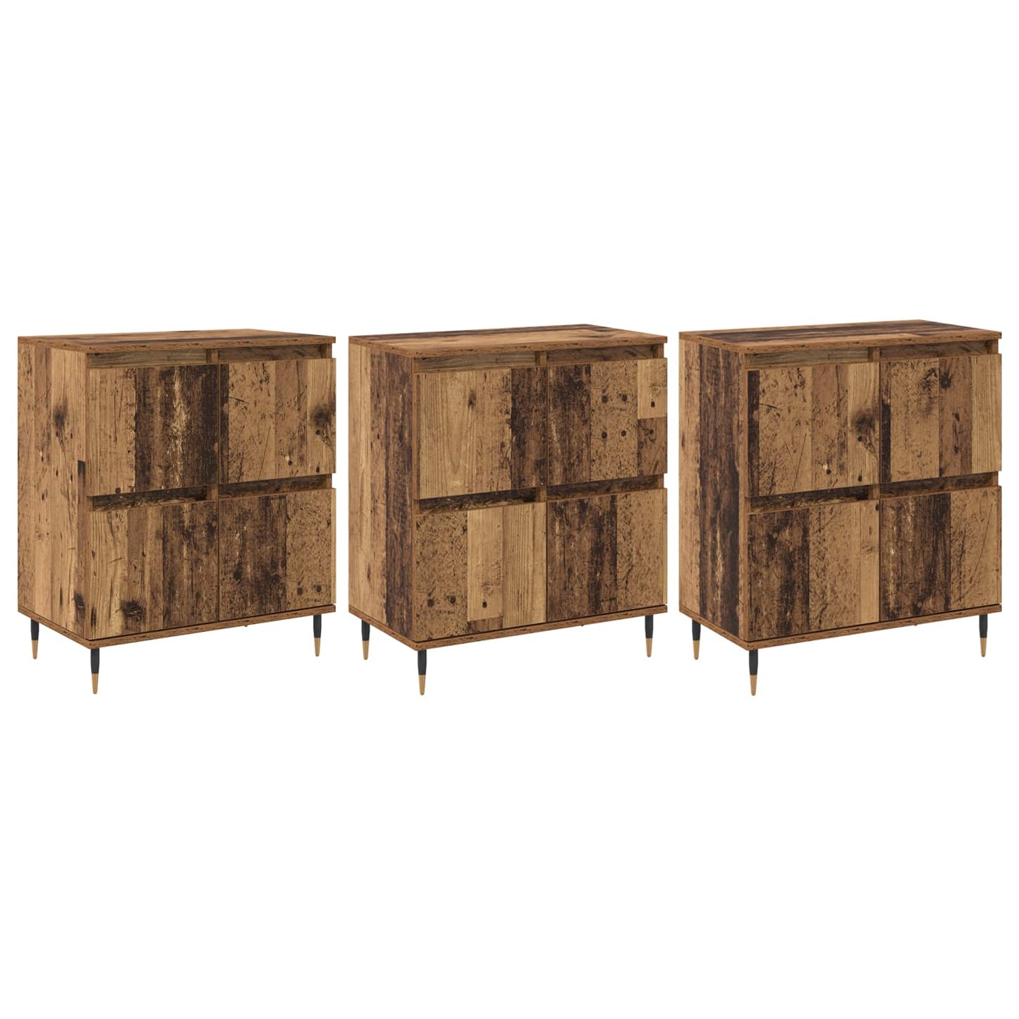 vidaXL Ντουλάπι αποθήκευσης 3 pcs Παλιό ξύλο 60 x 35 x 70 cm