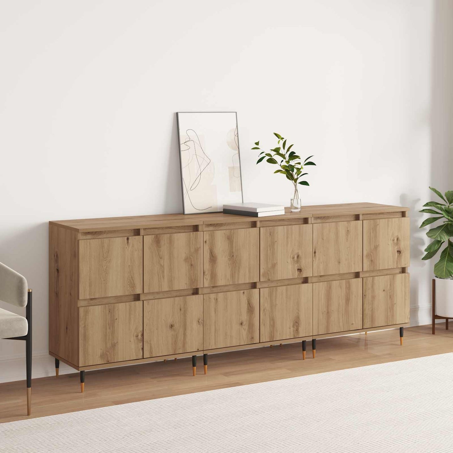 vidaXL Ντουλάπι αποθήκευσης 3 pcs Artisan Oak 60 x 35 x 70 cm