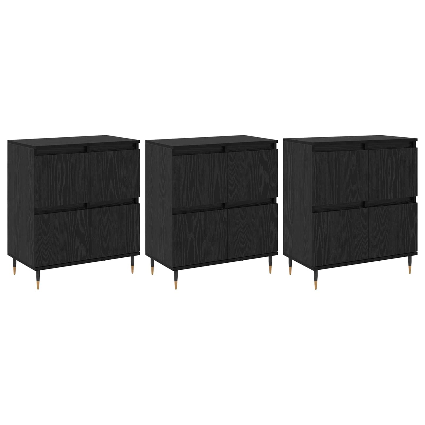 vidaXL Ντουλάπι αποθήκευσης 3 pcs Μαύρη Οξυά 60 x 35 x 70 cm