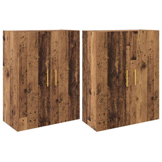 vidaXL Τοίχου Ντουλάπα Επιτοίχιο 2 pcs Παλιό ξύλο 69,5 x 34 x 90 εκ.