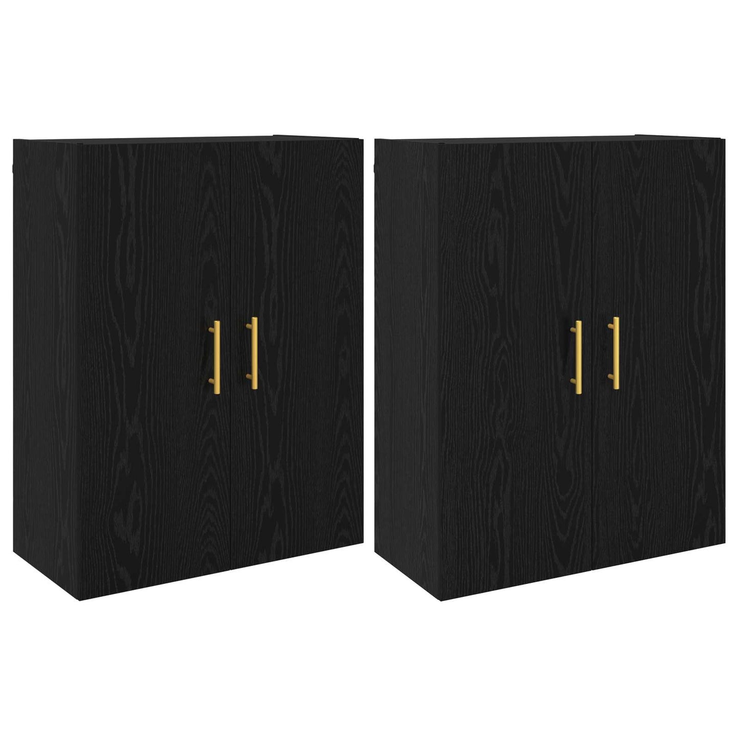 vidaXL Τοίχου Ντουλάπα Επιτοίχιο 2 pcs Μαύρη Οξυά 69,5 x 34 x 90 εκ.