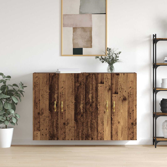 vidaXL Τοίχου Ντουλάπα Επιτοίχιο 2 pcs Παλιό ξύλο 69,5 x 34 x 90 εκ.