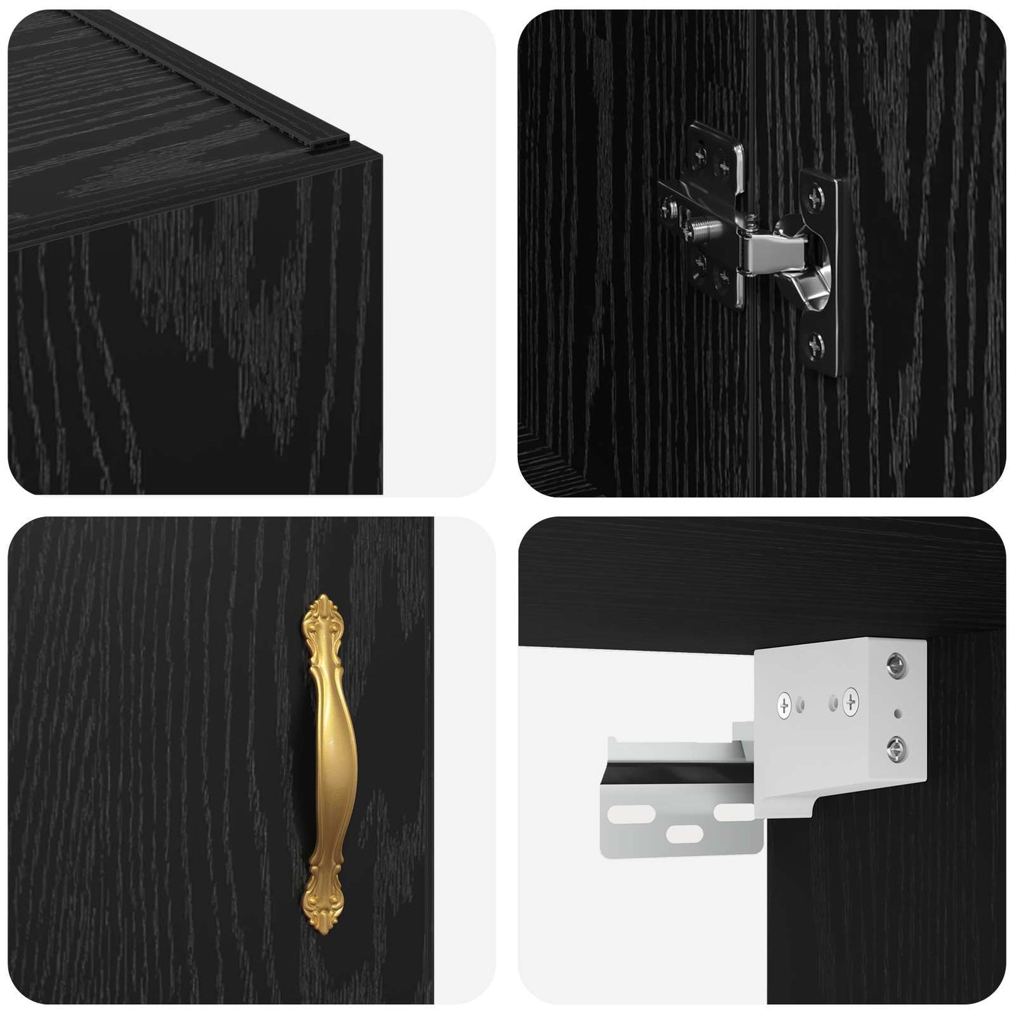 vidaXL Τοίχου Ντουλάπα Επιτοίχιο 2 pcs Μαύρη Οξυά 69,5 x 34 x 90 εκ.