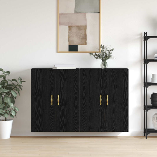 vidaXL Τοίχου Ντουλάπα Επιτοίχιο 2 pcs Μαύρη Οξυά 69,5 x 34 x 90 εκ.