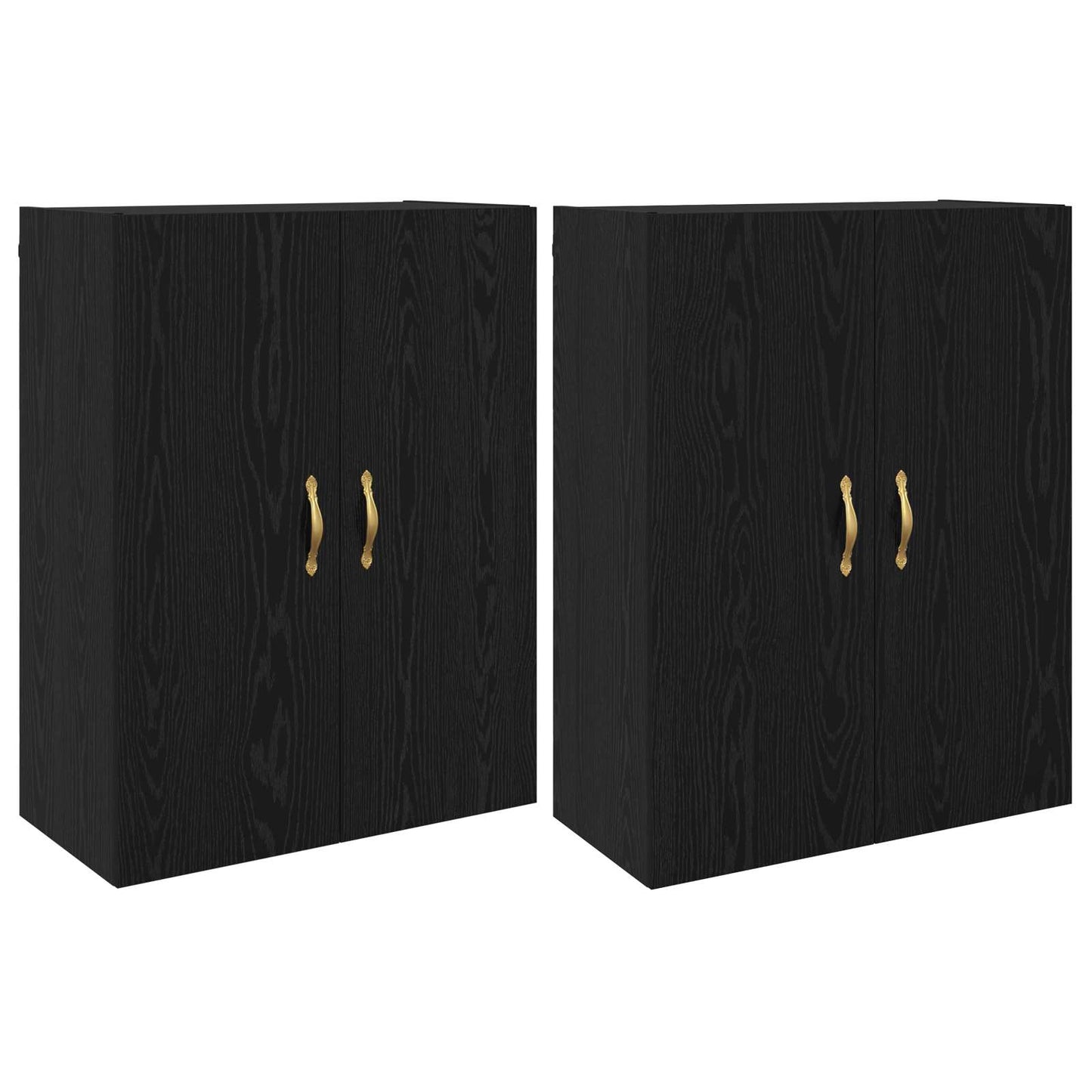 vidaXL Τοίχου Ντουλάπα Επιτοίχιο 2 pcs Μαύρη Οξυά 69,5 x 34 x 90 εκ.