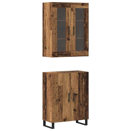 vidaXL Highboard 2 pcs Παλαιό ξύλο Επεξεργασμένο ξύλο