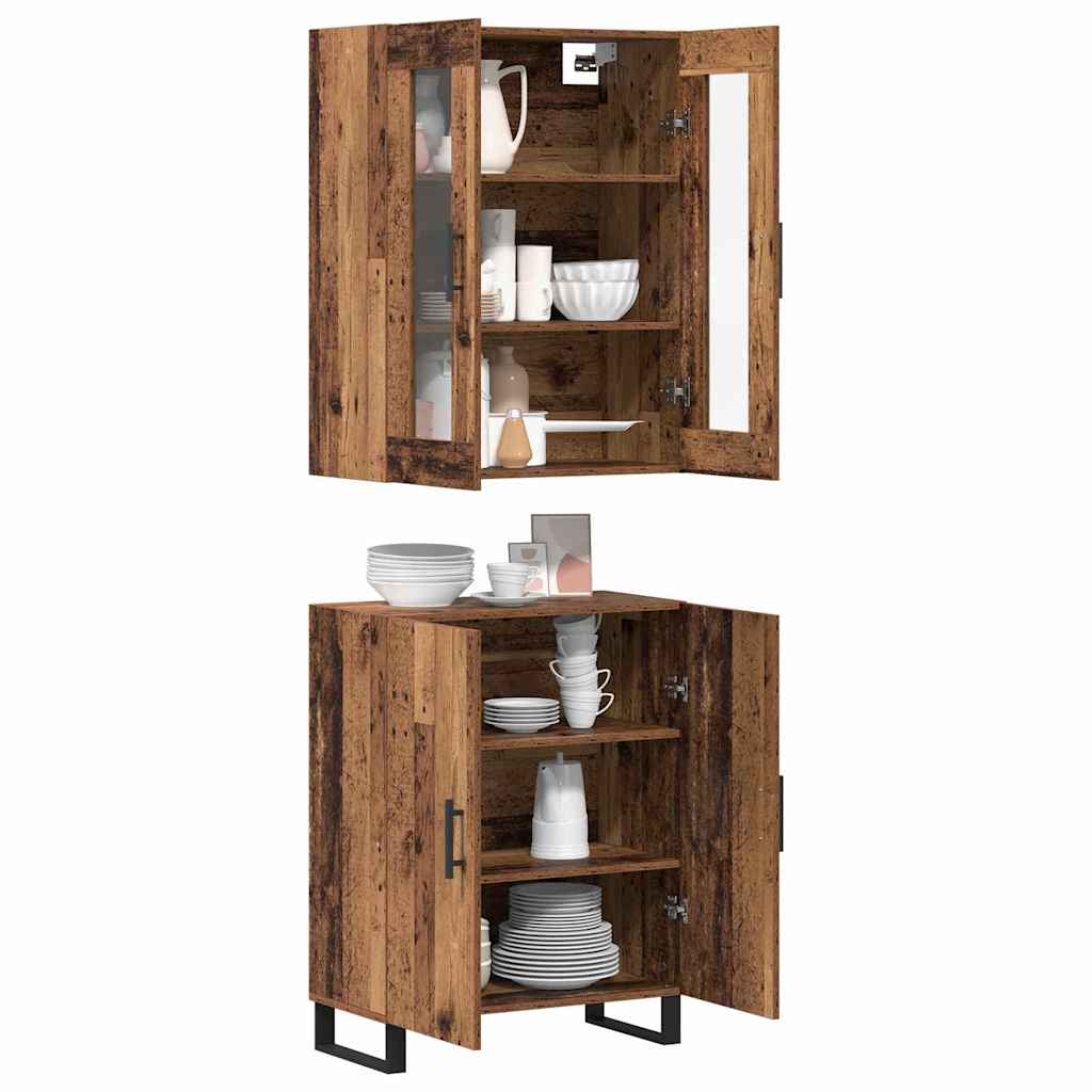 vidaXL Highboard 2 pcs Παλαιό ξύλο Επεξεργασμένο ξύλο