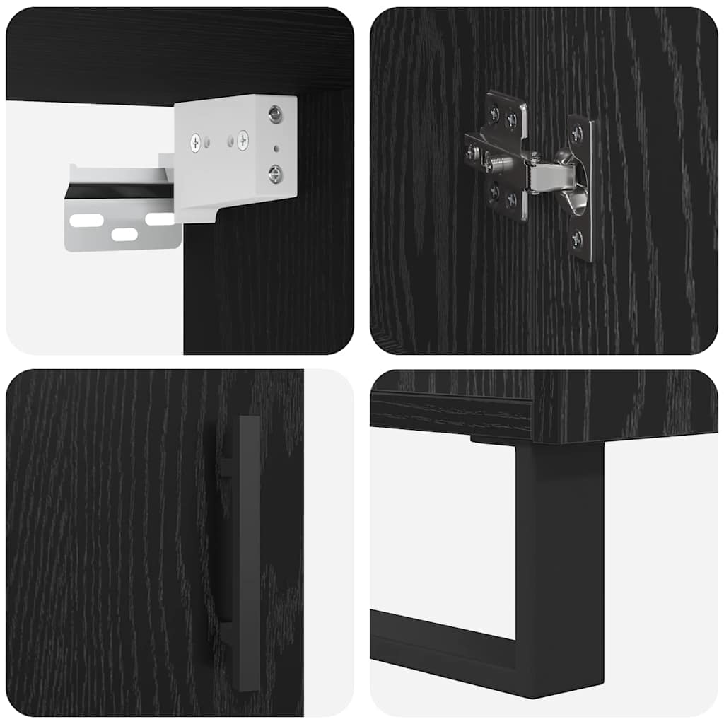 vidaXL Highboard 2 pcs Μαύρη δρυς Επεξεργασμένο ξύλο