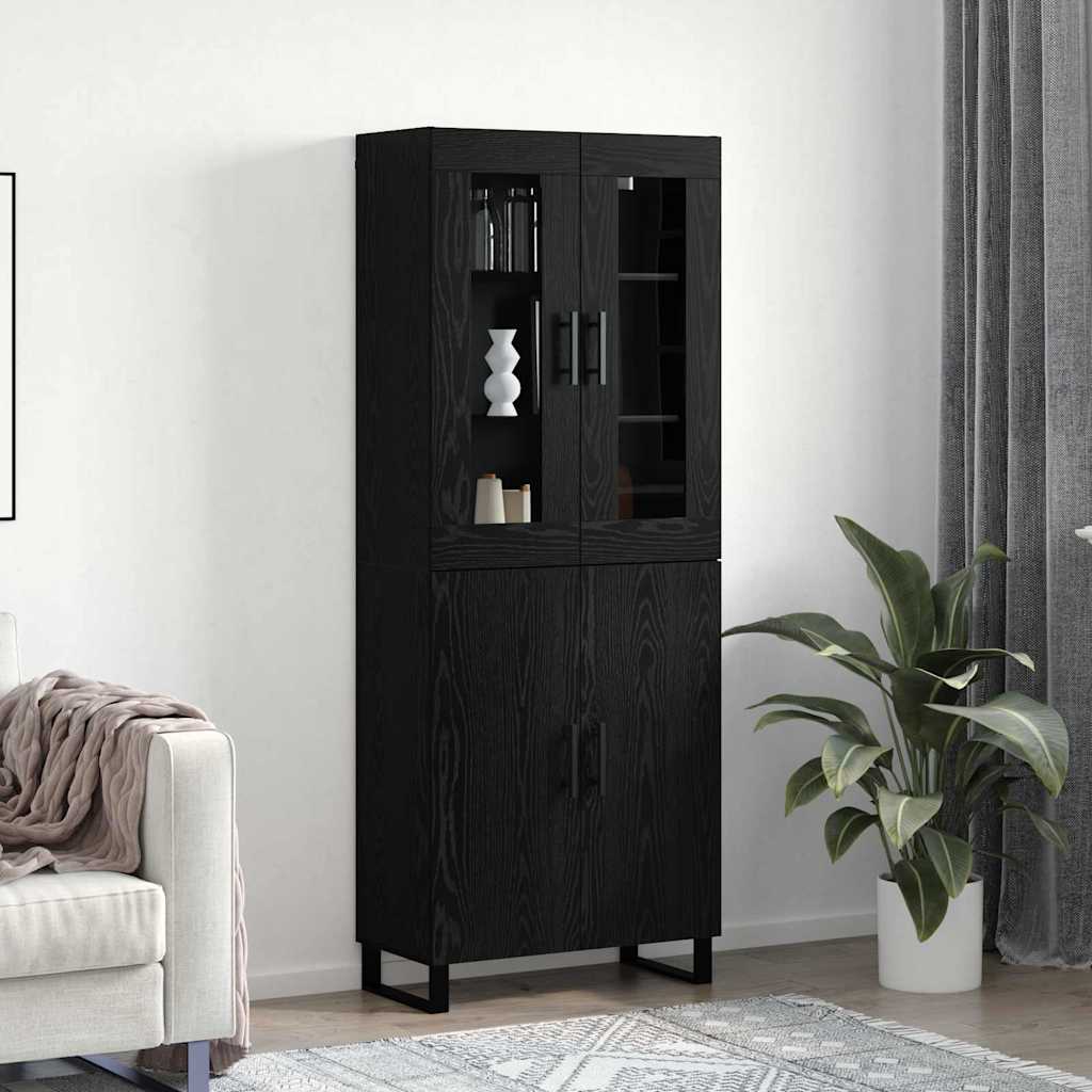 vidaXL Highboard 2 pcs Μαύρη δρυς Επεξεργασμένο ξύλο