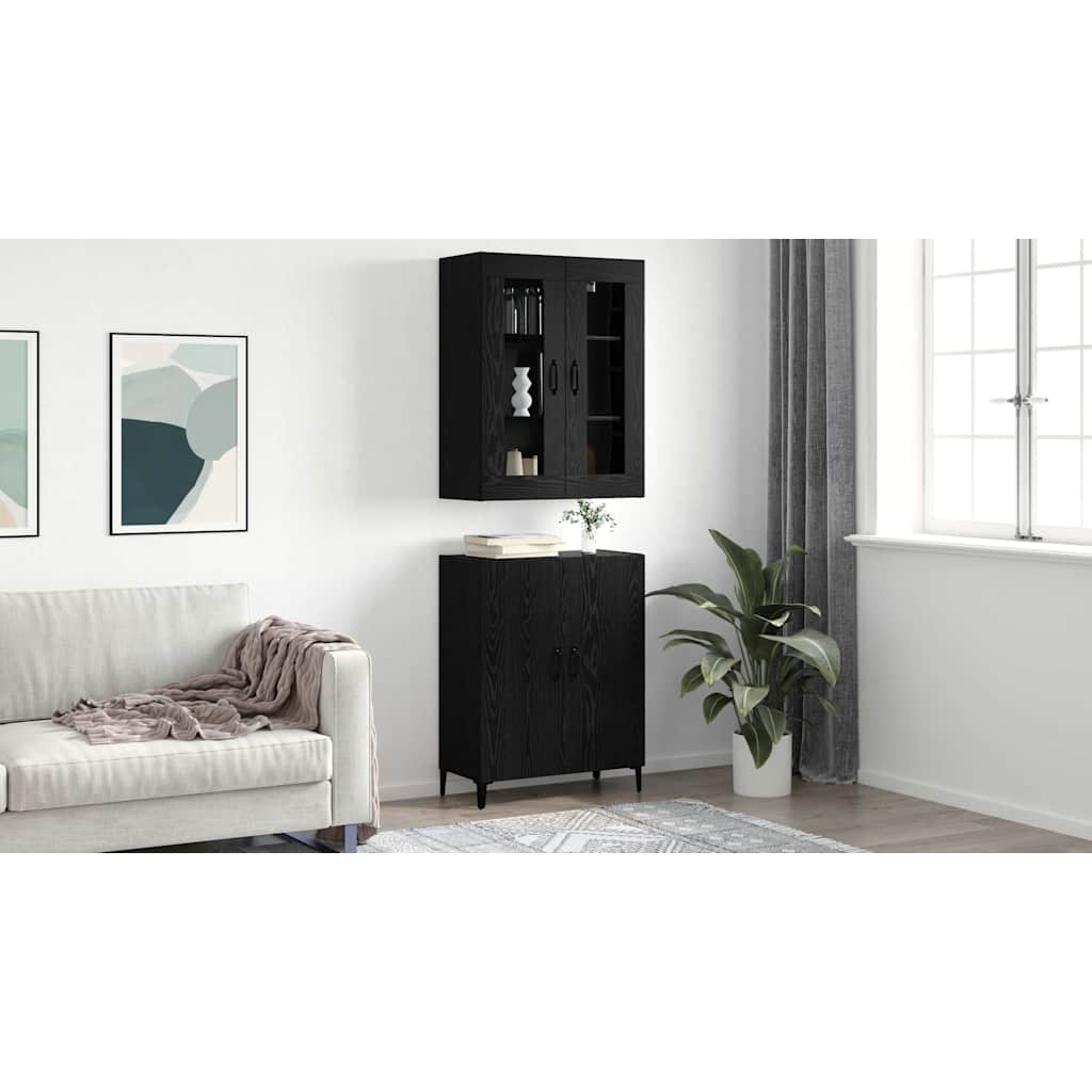 vidaXL Highboard 2 pcs Μαύρη δρυς Επεξεργασμένο ξύλο